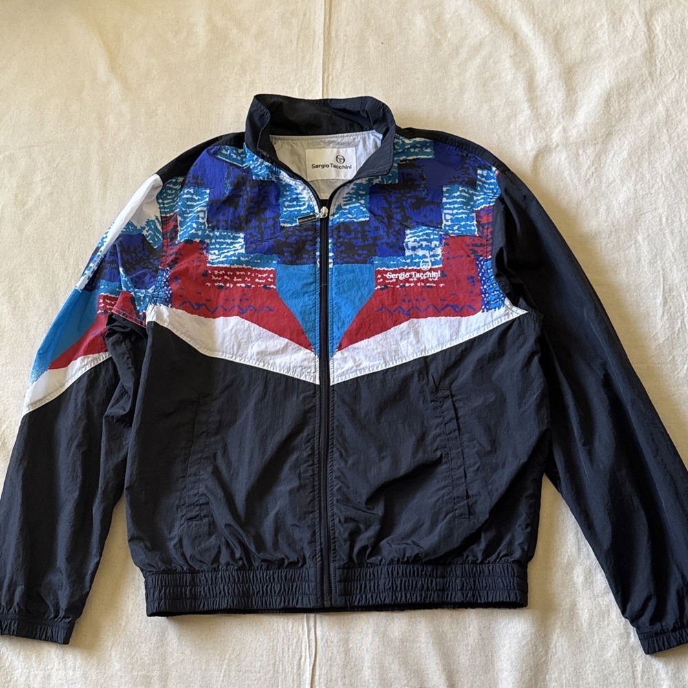 Vtg 80's Sergio Tacchini Windbreaker Sz L Tennis